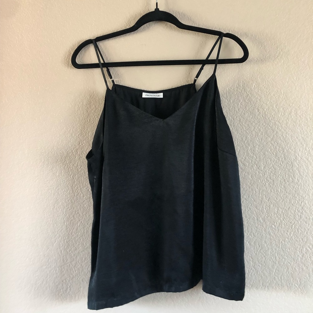 Black satin-like tank top